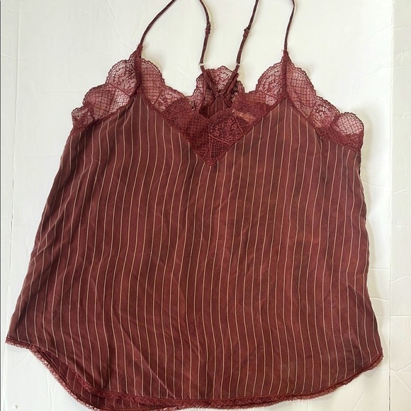 Love Stitch Blouse Tank Top Lace Striped Strappy Red and White size Large - Picture 2 of 10